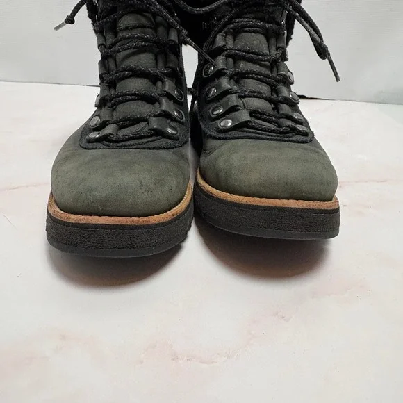 Cole Haan Nike Air Collab Waterproof Hiker Boots Women's 8 Green Suede Shearling - Picture 2 of 7